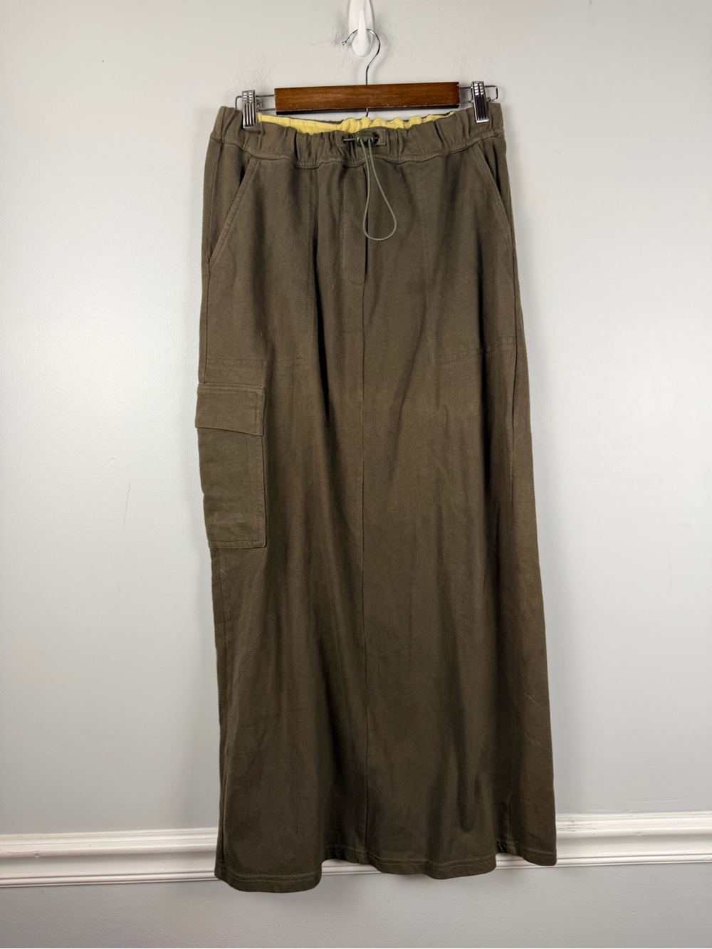 Vintage Y2K Faded Glory Women's Olive Green Cotton maxi Cargo skirt  Size M